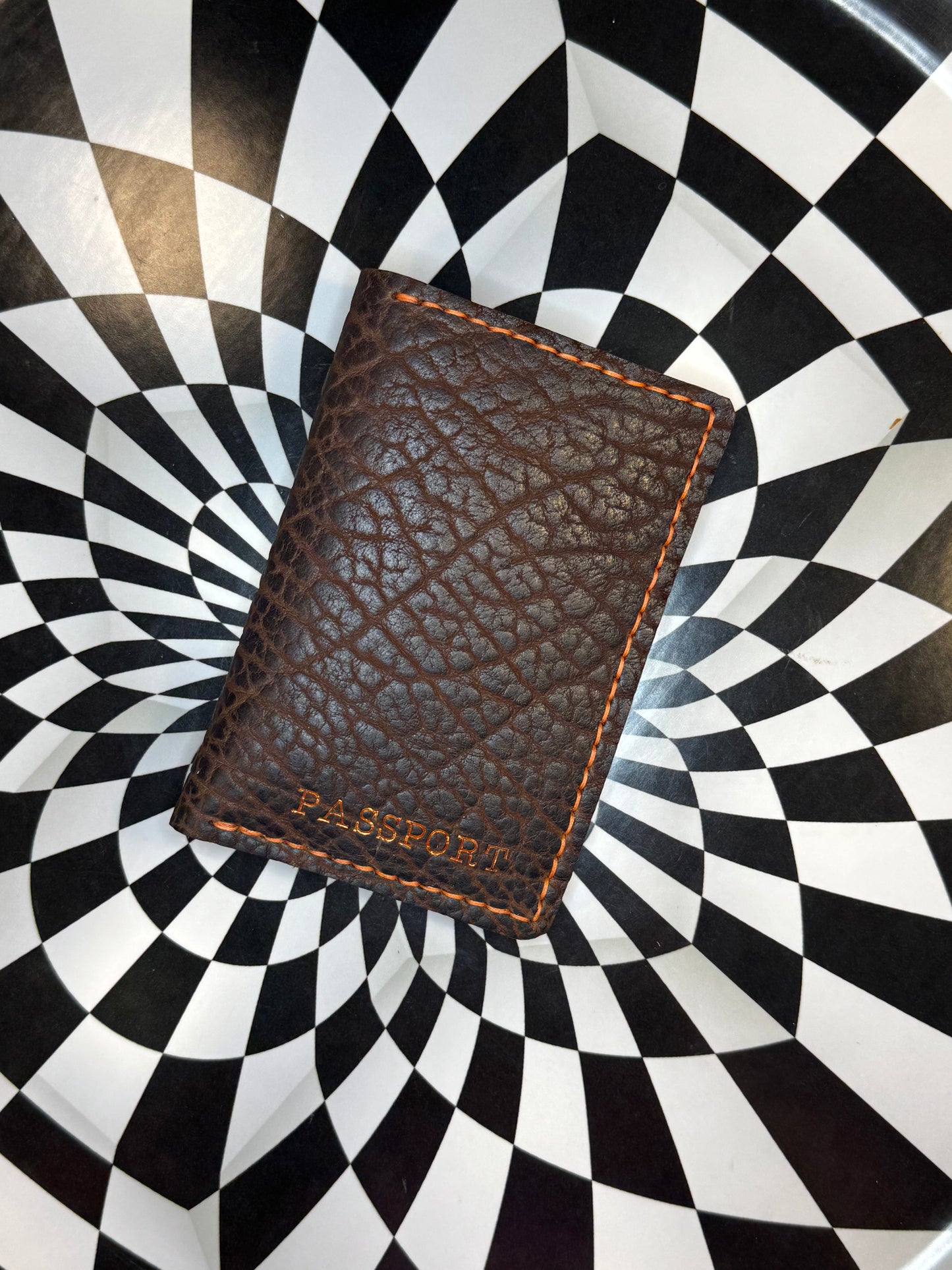 Passport holder/sleeve/cover Handmade bison hide buffalo leather.  Hand sewn unique gift for the traveler!