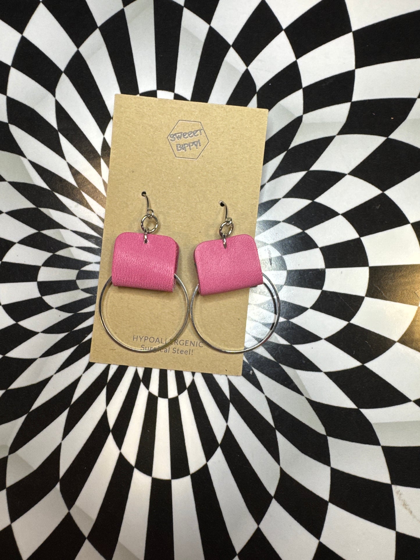 Hoop earrings with leather flowers or stars! Hypoallergenic surgical steel lightweight