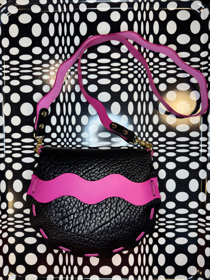 hand sewn leather saddle bag wavy flap