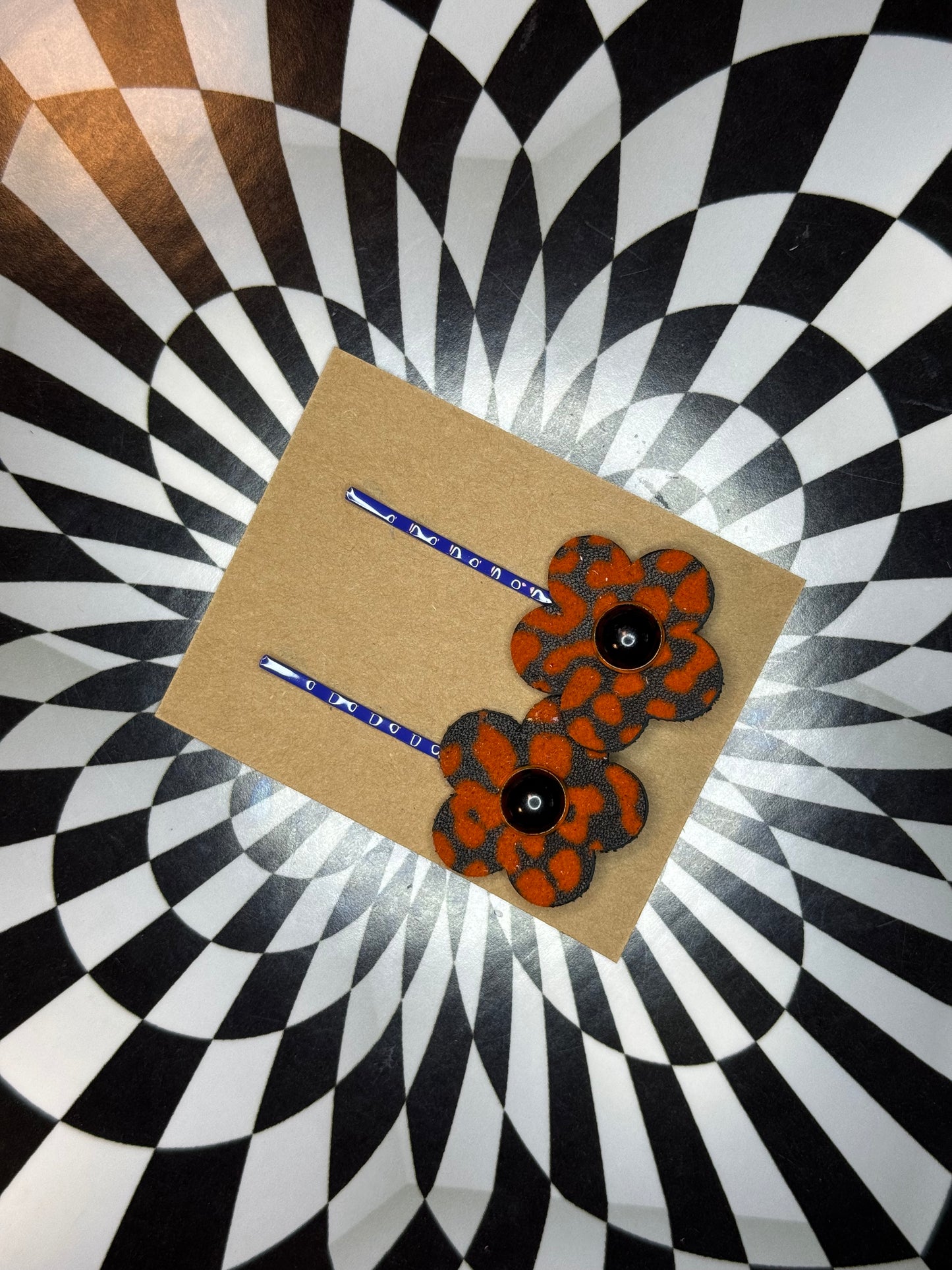 Hair thingies! Leather Bobby pin hair clips with flowers or stars!