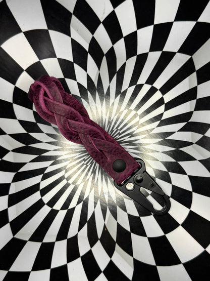 Leather mystery braid carabiner keychain!