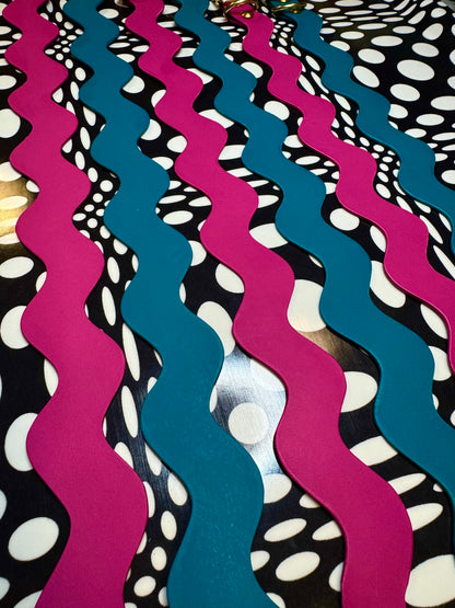 Handmade Leather Squiggle Dog Collar | Colorful Wavy Designer Dog Collar