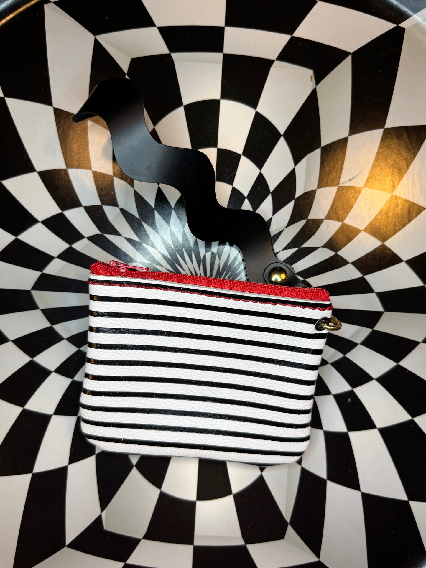 Wavy Wristlet “Joey” leather Zipper pouch!