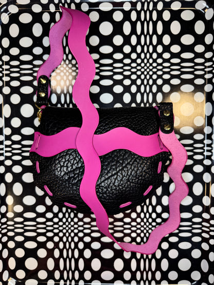 hand sewn leather saddle bag wavy flap