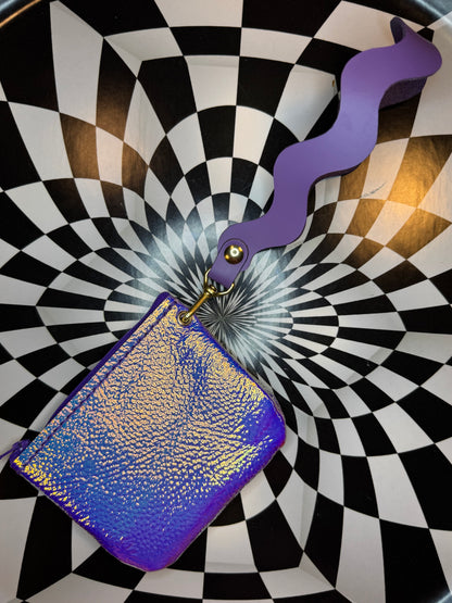 Wavy Wristlet “Joey” leather Zipper pouch!