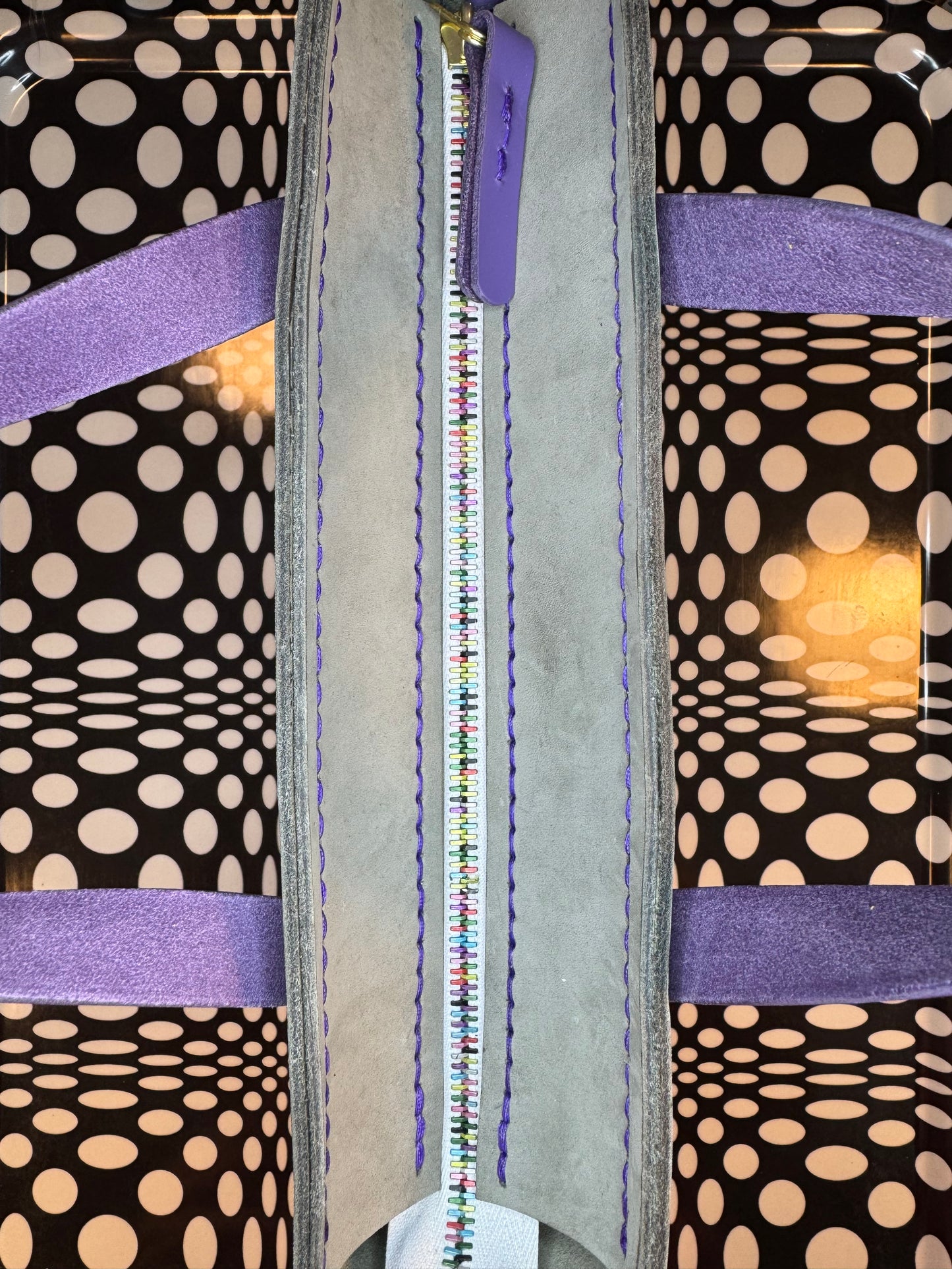 Small Johnny Two Bags! Hand sewn leather zip top laced tote bag! Work purse, travel carry on!