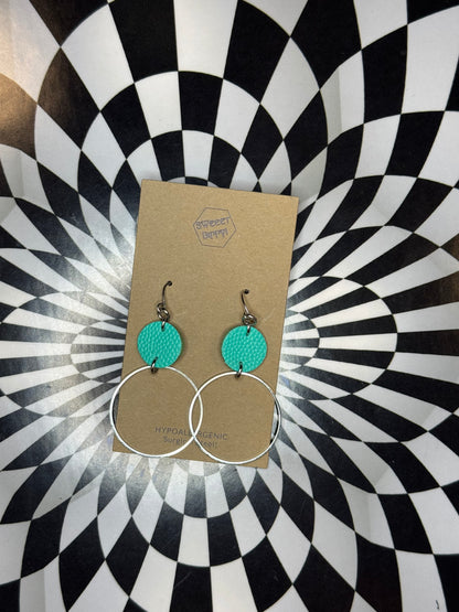 Triangle or hoop unique Leather earrings! Minimalist design ultra lightweight surgical steel hooks!