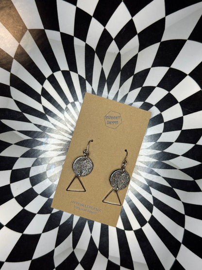 Triangle or hoop unique Leather earrings! Minimalist design ultra lightweight surgical steel hooks!