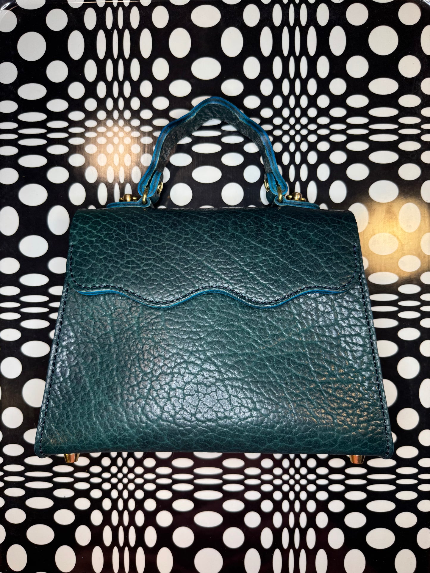 Wavy Lady Bag | Handmade Shrunken Bison Leather Top Handle Purse
