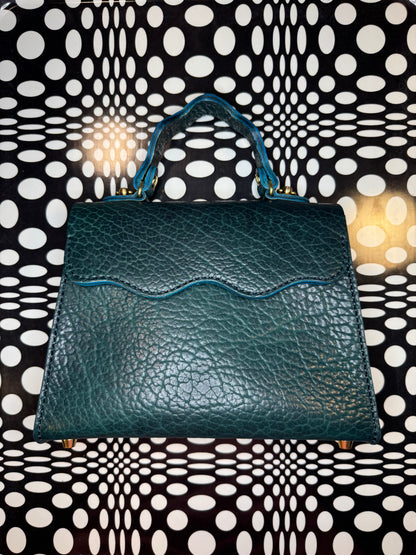 Wavy Lady Bag | Handmade Shrunken Bison Leather Top Handle Purse