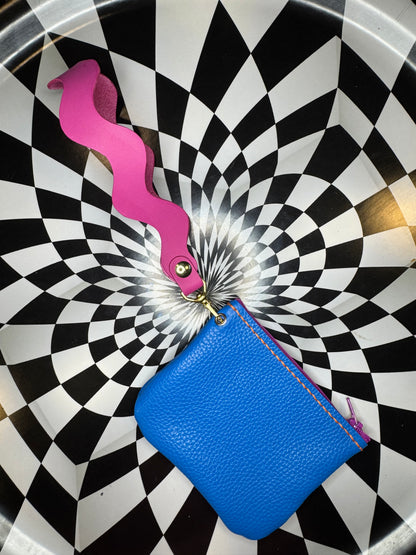 Wavy Wristlet “Joey” leather Zipper pouch!