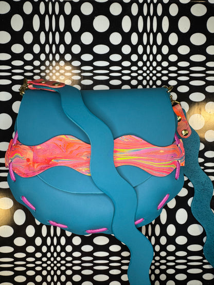 wavy saddle bag handmade leather crossbody