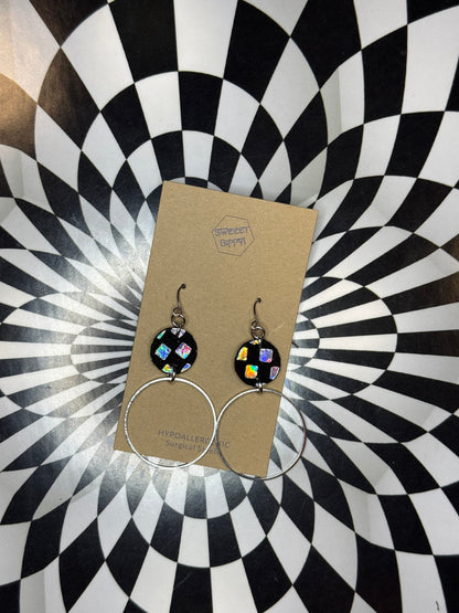 Triangle or hoop unique Leather earrings! Minimalist design ultra lightweight surgical steel hooks!