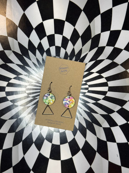 Triangle or hoop unique Leather earrings! Minimalist design ultra lightweight surgical steel hooks!