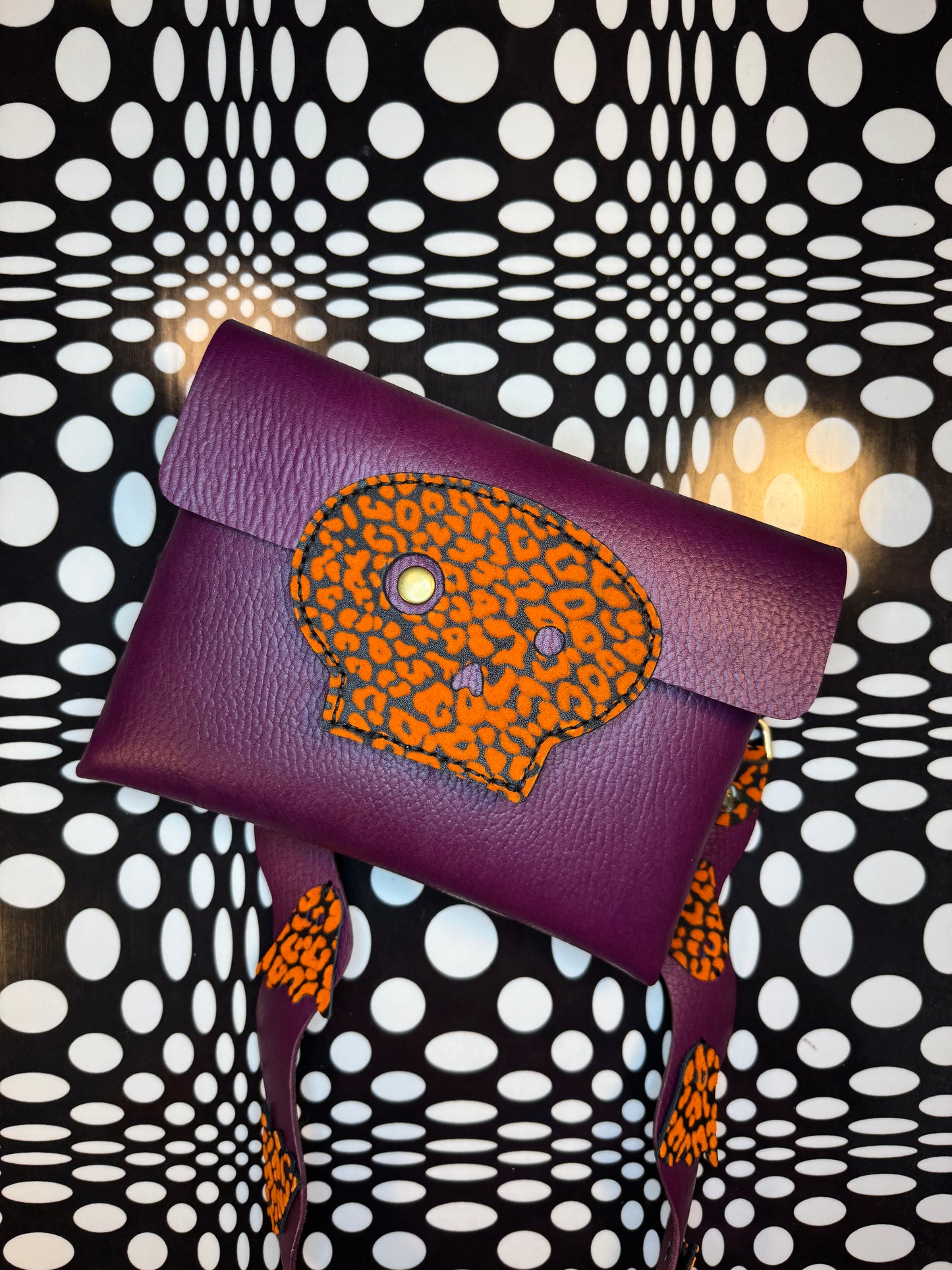 One-of-a-Kind Skull Leather Bag – Handmade Ghost Strap Crossbody!