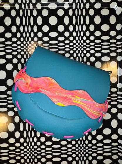 curved leather saddle bag handmade