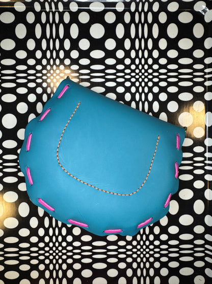 curved leather saddle bag handmade