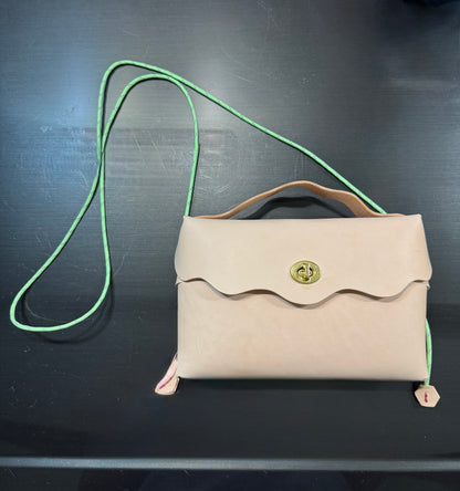 The Flapper — No-Sew wavy Leather Flap Crossbody Bag with Adjustable Paracord Strap