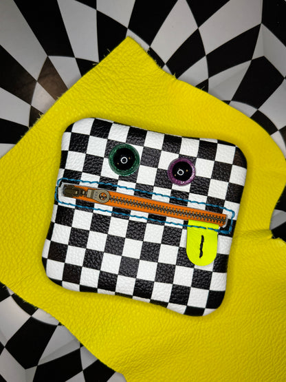 Monster Leather pouch - handmade leather zipper pouch