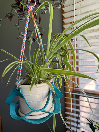 Handmade Leather Plant Hanger | Modern Hanging Planter Holder