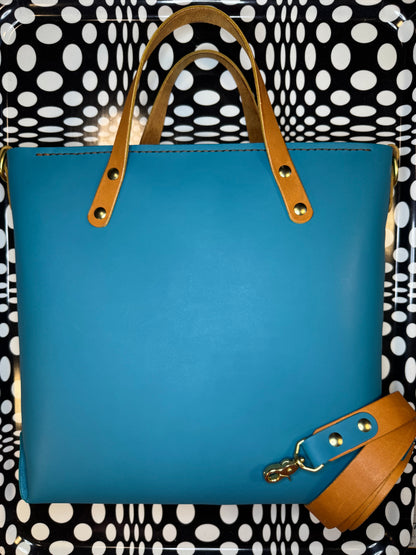 J2B "Johnny Two Bags" Hand sewn leather tote bag - zip top work tote & travel carry - on