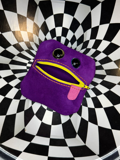 Monster Leather pouch - handmade leather zipper pouch