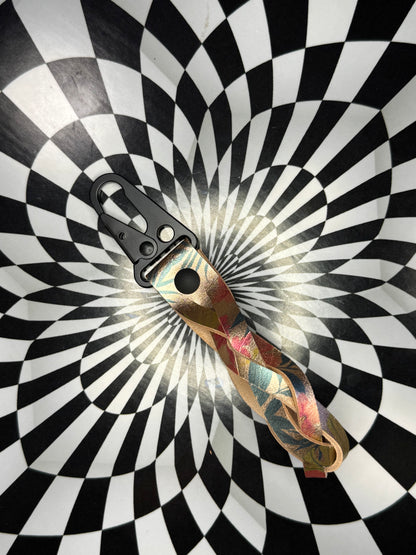 Leather mystery braid carabiner keychain!