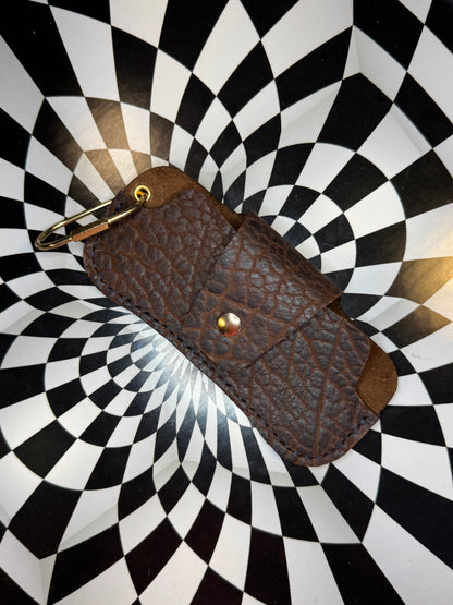Handmade Leather Sunglasses Case – Slim Eyeglass Case with Carabiner