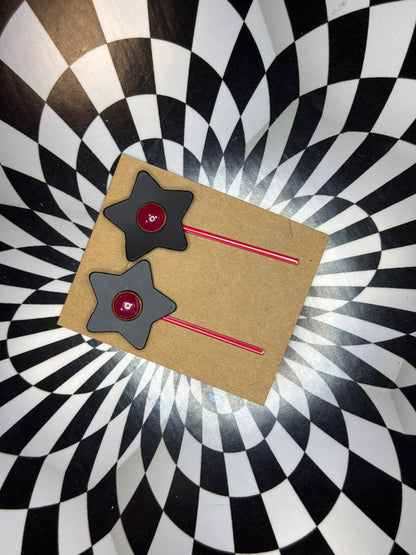 Hair thingies! Leather Bobby pin hair clips with flowers or stars!