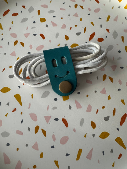 Cord creepers!! (Keepers) Happy smiley face leather strap charms!