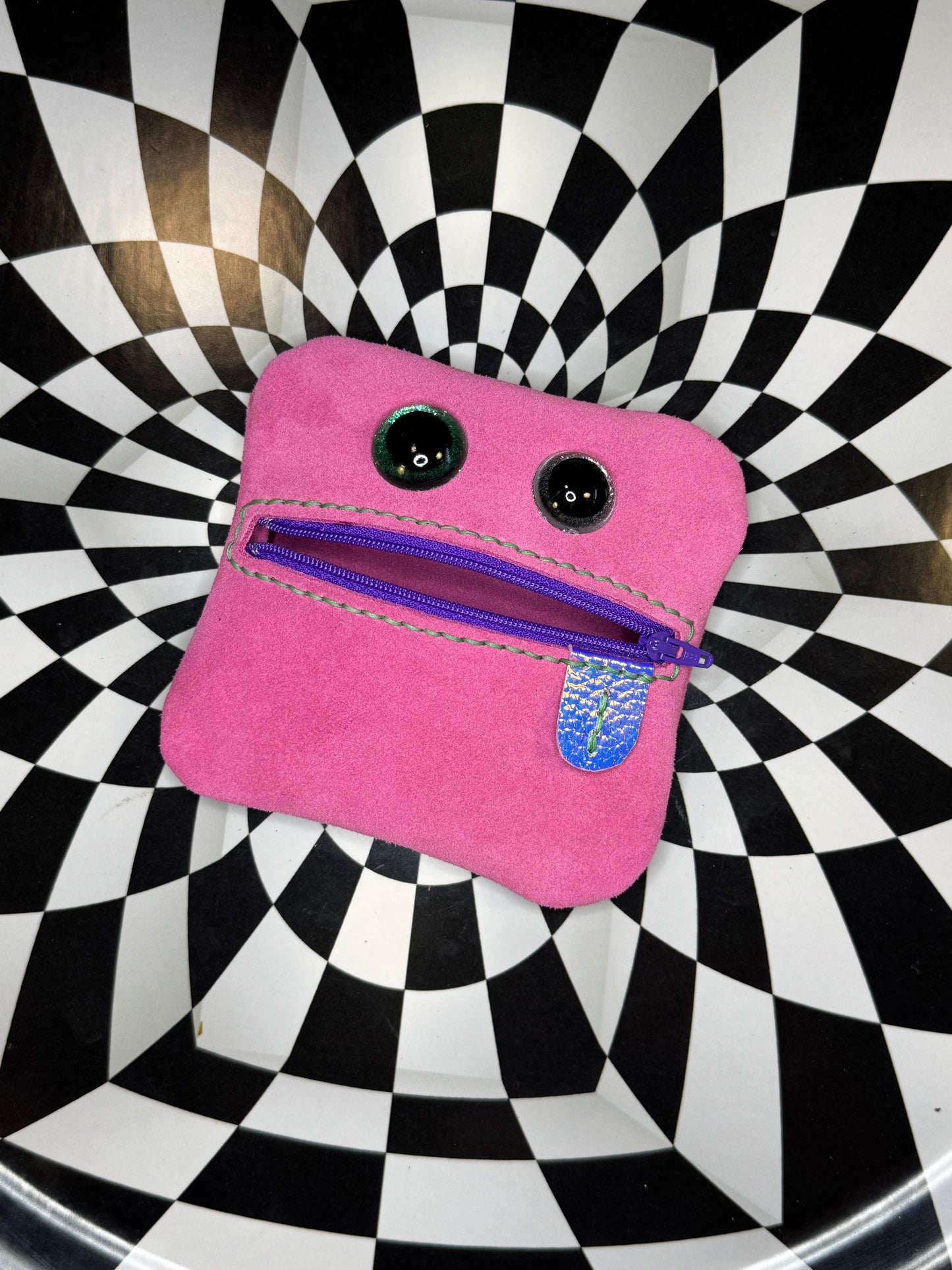 Monster Leather pouch - handmade leather zipper pouch