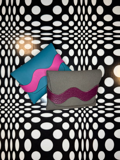 Wavy Gravy colorful leather wallet - handmade no sew leather wallet