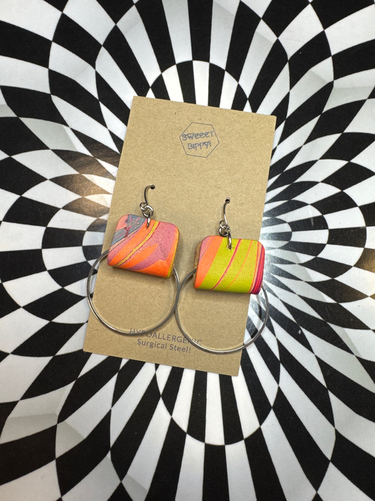 Hoop earrings with leather flowers or stars! Hypoallergenic surgical steel lightweight