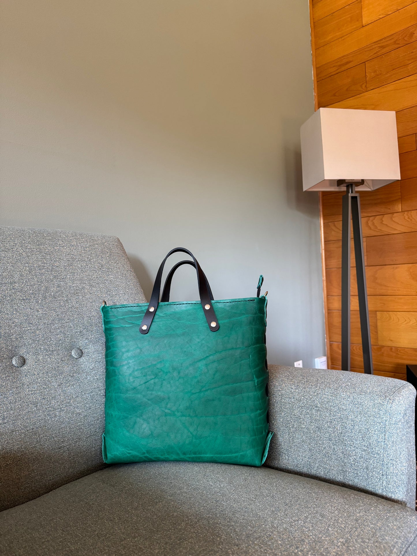 J2B! Johnny Two Bags! Hand sewn leather zip top laced tote bag! Work purse, travel carry on!