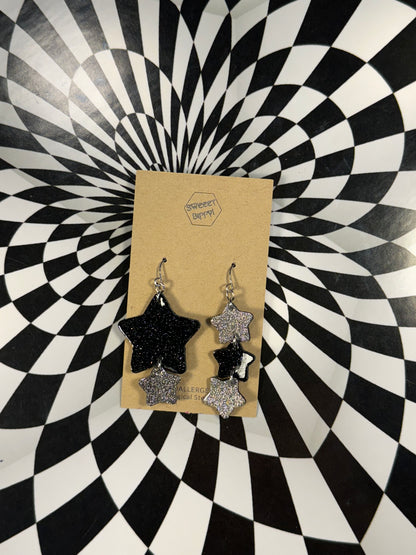 Stars! Handmade leather star dangle earrings!