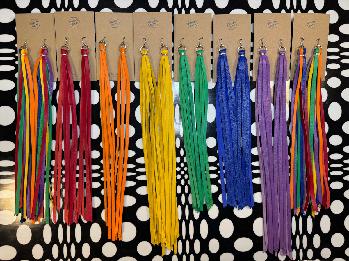 Long Leather Fringe Earrings | Handmade Leather Tassel Shoulder Dusters