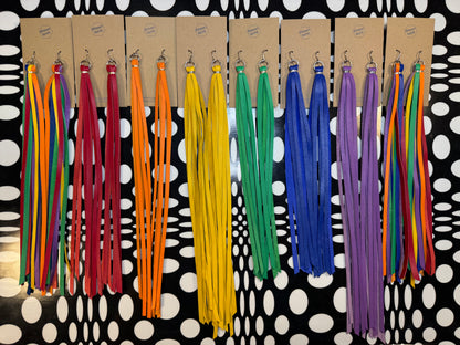 Long Leather Fringe Earrings | Handmade Leather Tassel Shoulder Dusters