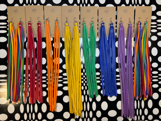 Long Leather Fringe Earrings | Handmade Leather Tassel Shoulder Dusters