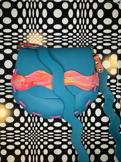 wavy saddle bag handmade leather crossbody