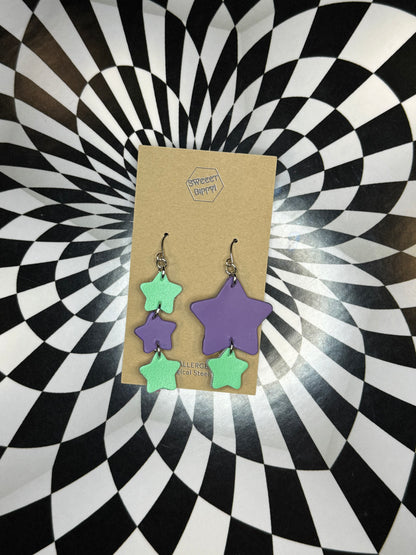 Stars! Handmade leather star dangle earrings!