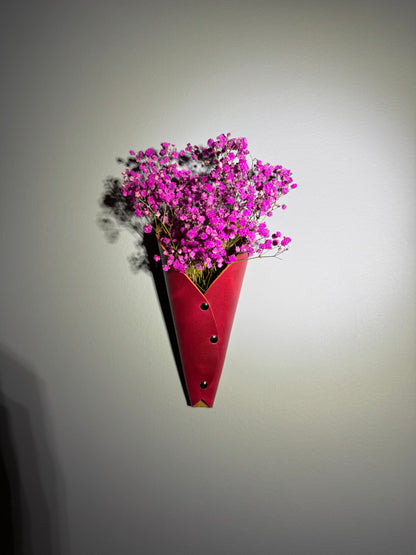 Leather wall sconce / vase for air plants, dried flowers or live flowers! Chic minimalist wall hanging Handmade one of a kind