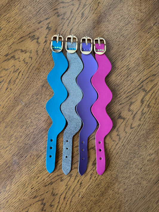 Wavy Leather Bracelet – Handmade Minimal Statement Cuff | Colorful Leather Jewelry | Sweeet Bippy