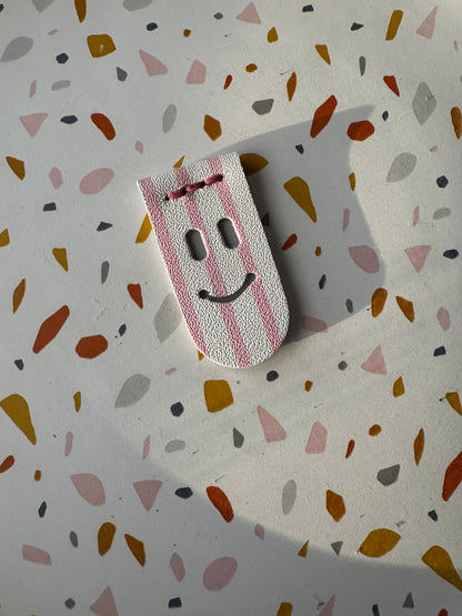 Book creeper Leather happy (or sad) face bookmark! Handmade