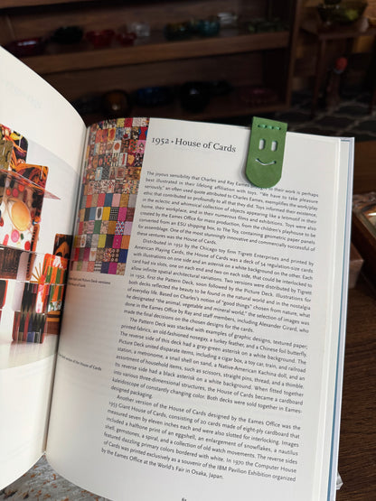 Book creeper Leather happy (or sad) face bookmark! Handmade