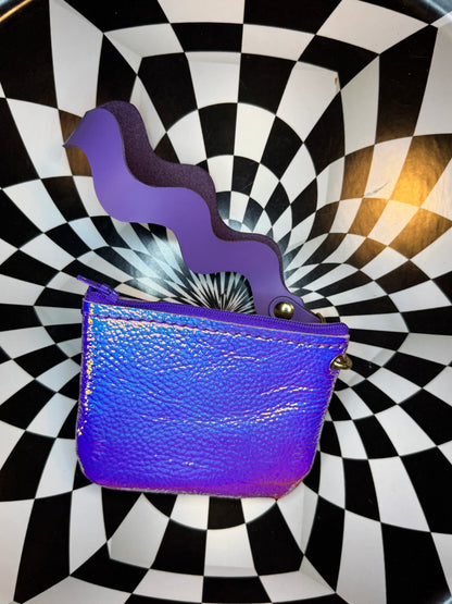 Wavy Wristlet “Joey” leather Zipper pouch!