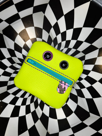 Monster Leather pouch - handmade leather zipper pouch