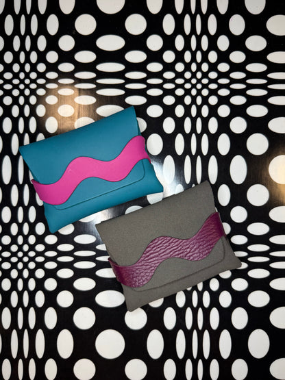 Wavy Gravy colorful leather wallet - handmade no sew leather wallet