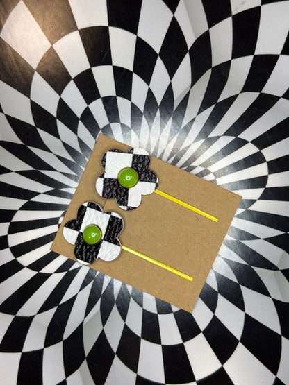 Hair thingies! Leather Bobby pin hair clips with flowers or stars!