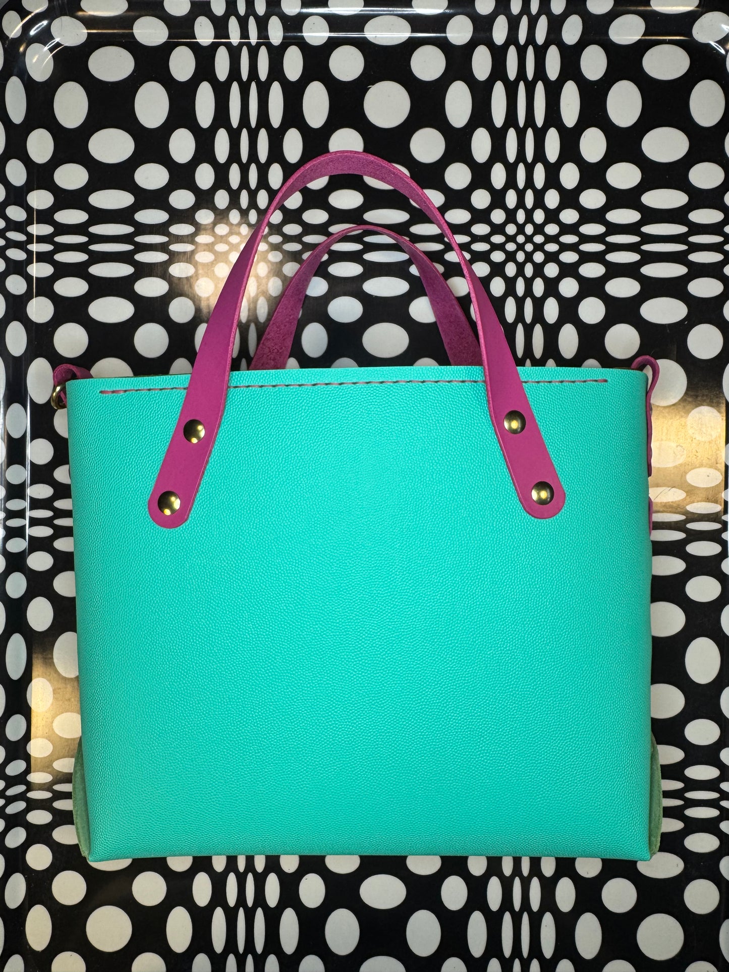 Small Johnny Two Bags! Hand sewn leather zip top laced tote bag! Work purse, travel carry on!