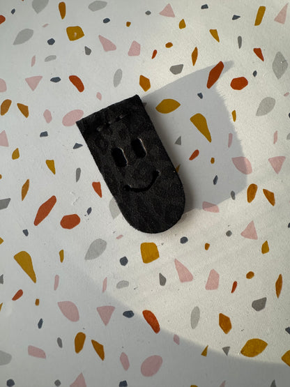 Book creeper Leather happy (or sad) face bookmark! Handmade